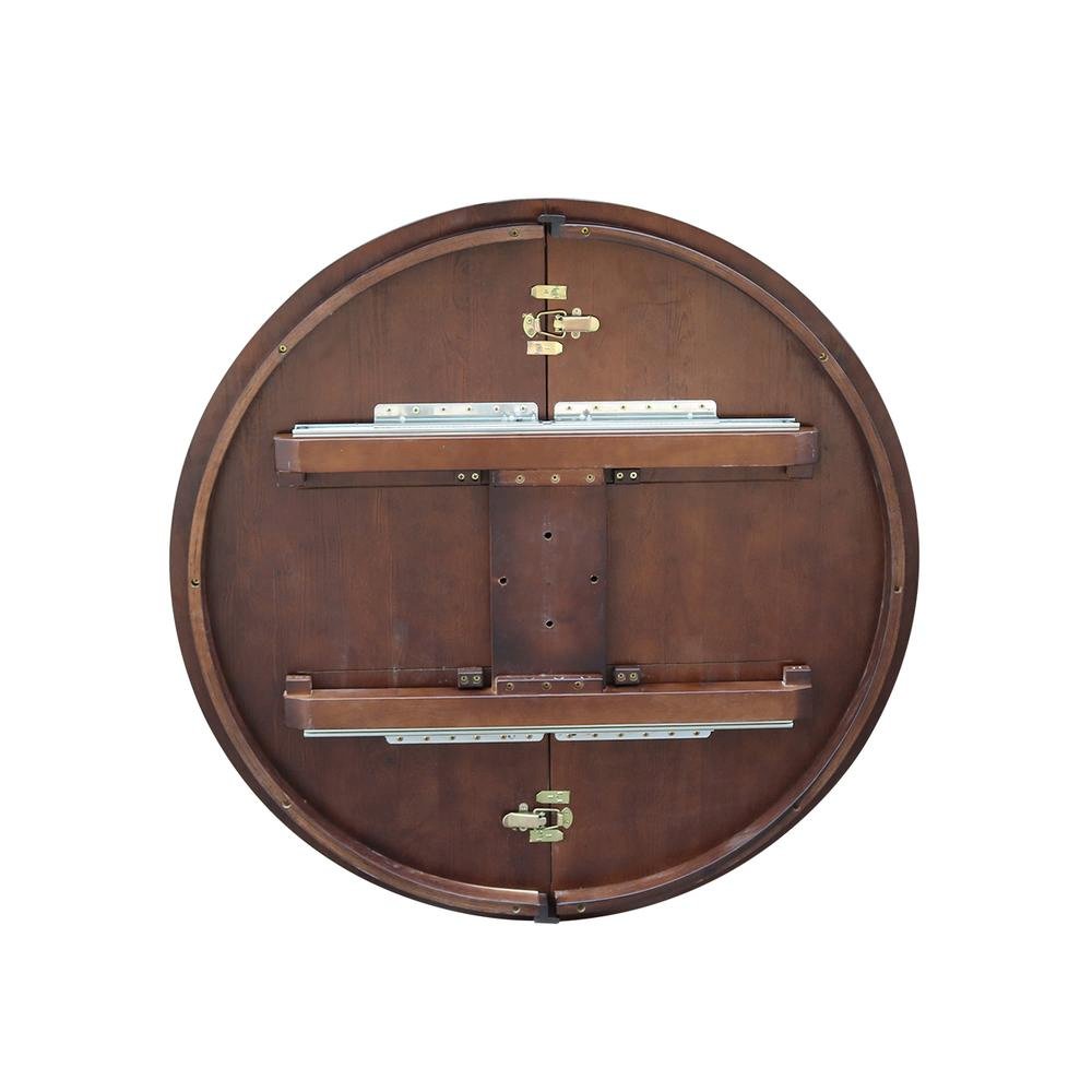 36" Round Top Pedestal Table With 12" Leaf - 28.9"H - Dining Height, Rich Mocha