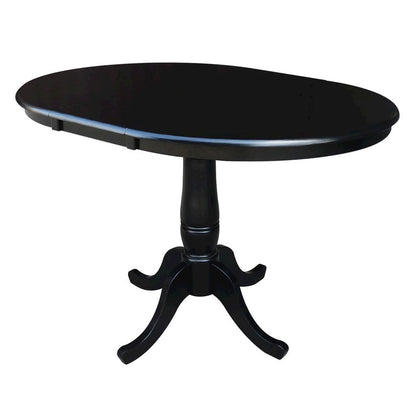 36" Round Top Pedestal Table With 12" Leaf - 28.9"H - Dining Height, Black