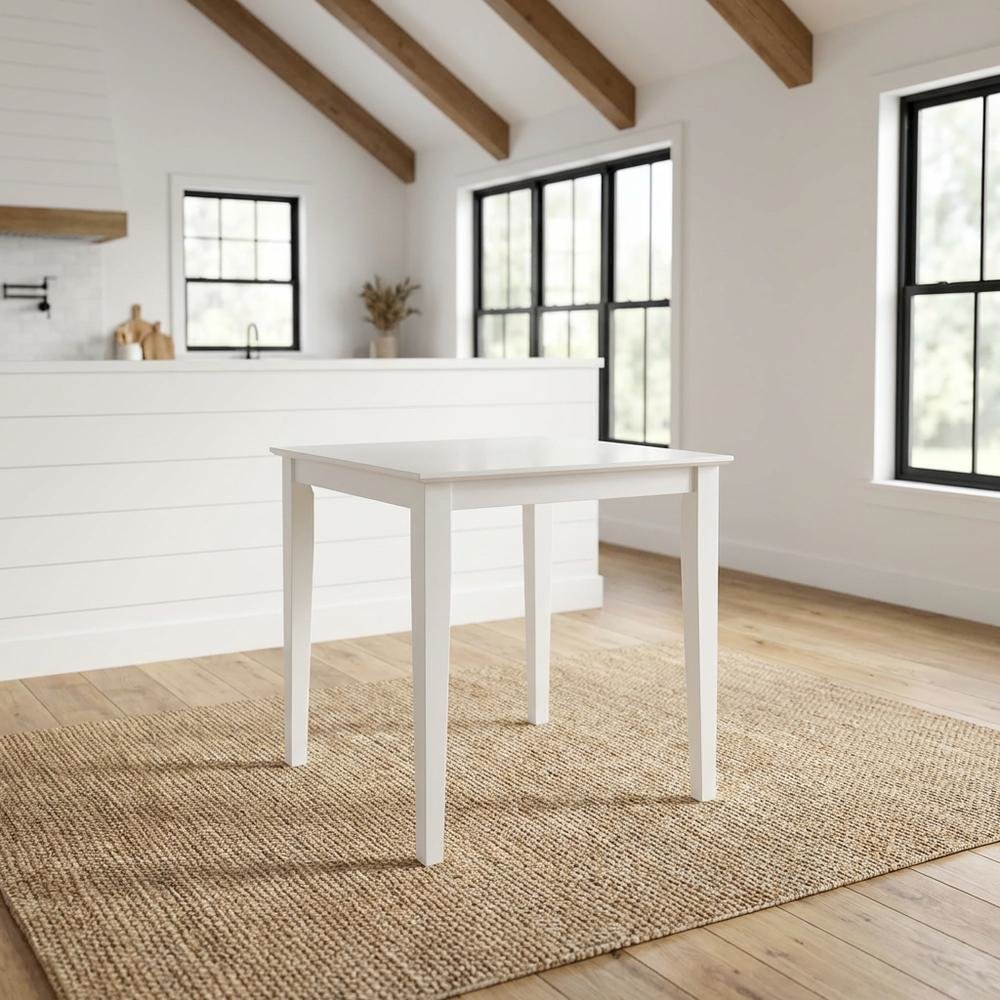 Counter Height Outdoor Dining Table with Solid Wood Top in White