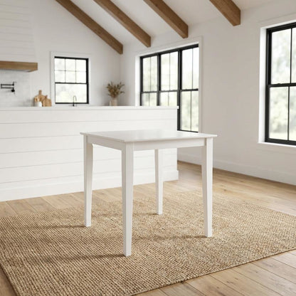 Counter Height Outdoor Dining Table with Solid Wood Top in White