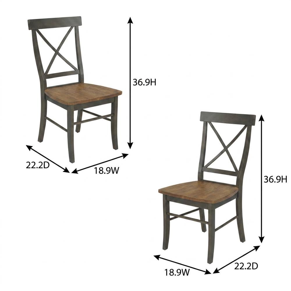 Hardwood X-Back Dining Chairs with Solid Wood Seat for Dining Room, Set of 2