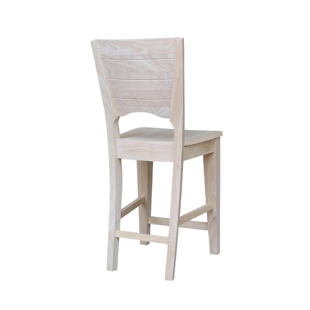 Canyon Collection Solid Back Counter height Stool - 24" Seat Height, Unfinished