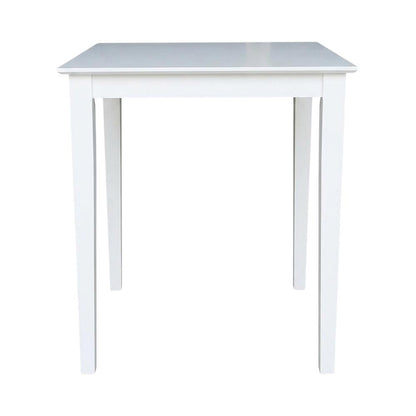 Counter Height Outdoor Dining Table with Solid Wood Top in White