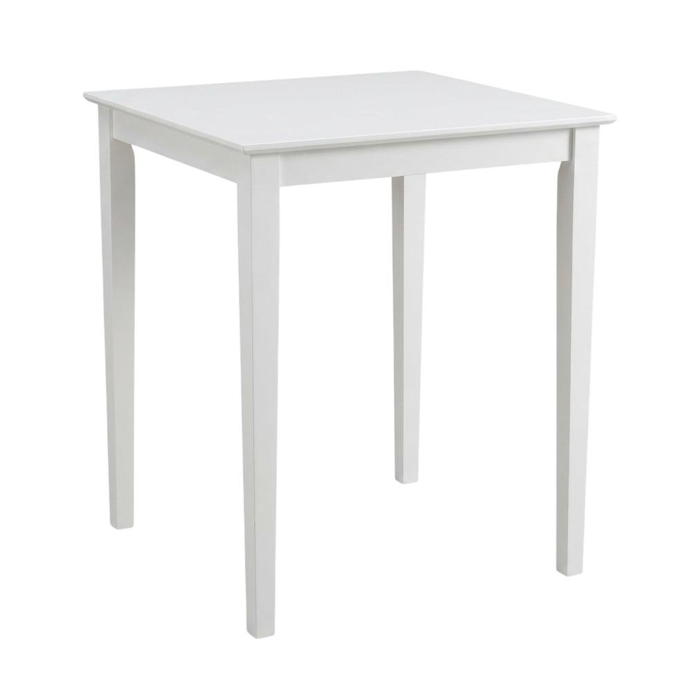 Counter Height Outdoor Dining Table with Solid Wood Top in White