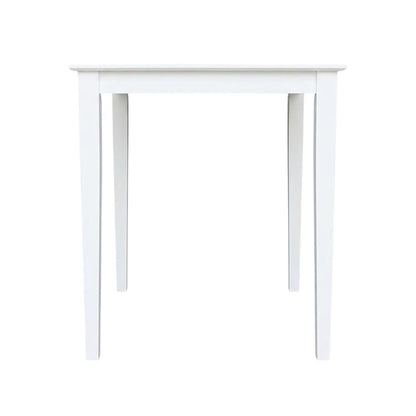 Counter Height Outdoor Dining Table with Solid Wood Top in White