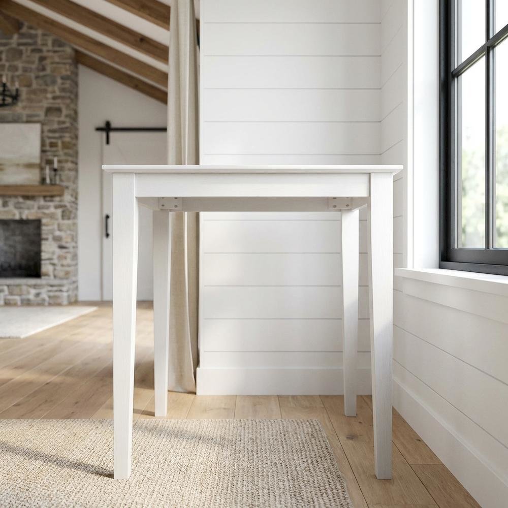 Counter Height Outdoor Dining Table with Solid Wood Top in White