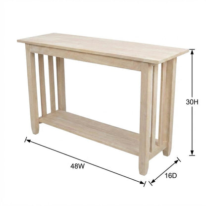 Unfinished Console or Sofa Table with Versatile Design for Living Room