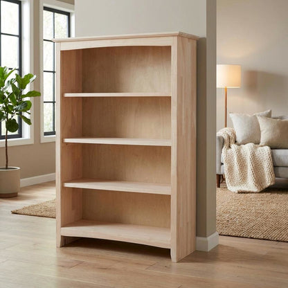 Laminated Wood Bookcase with Spacious Shelves for Home Office Storage