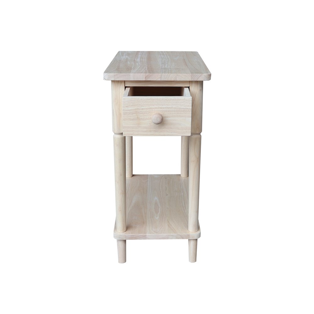 Solid Wood Narrow Side Table, Unfinished