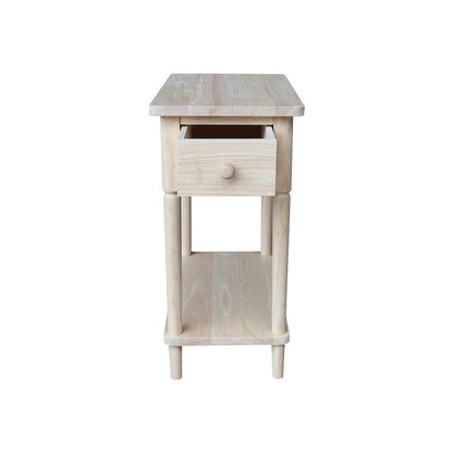 Solid Wood Narrow Side Table, Unfinished