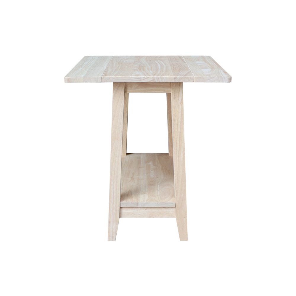 Solid Wood Square Drop Leaf Side Table, Unfinished
