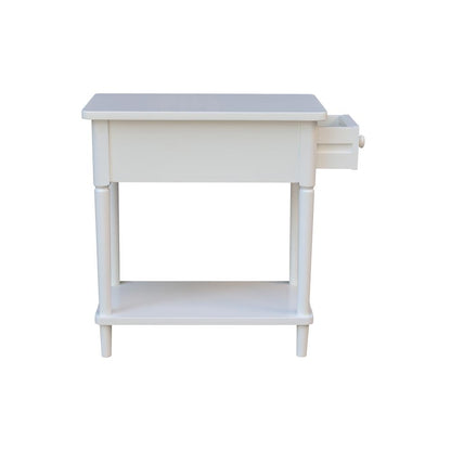 Solid Wood Narrow Side Table in White