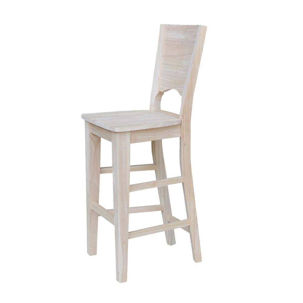 Canyon Collection Solid Back Bar height Stool - 30" Seat Height, Unfinished