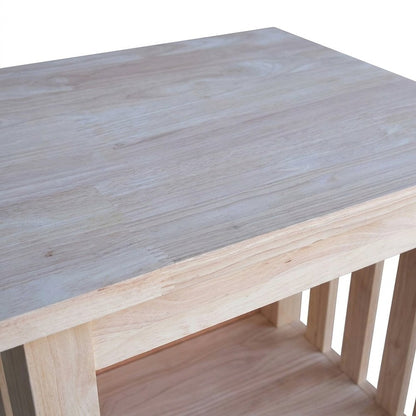 Hardwood Tall End Table with Drawer, Mission Style, Unfinished