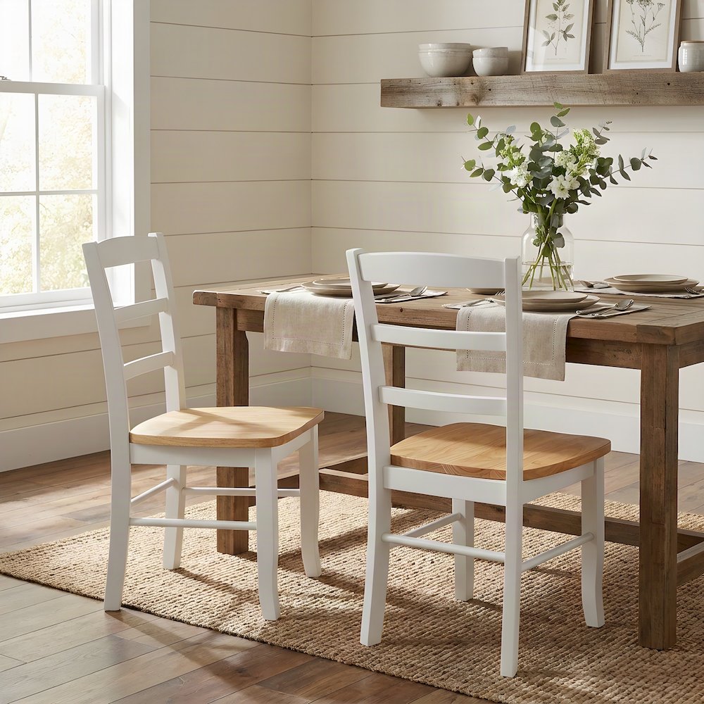 Madrid Ladderback Wooden Dining Chairs, Wood Kitchen Chair Set