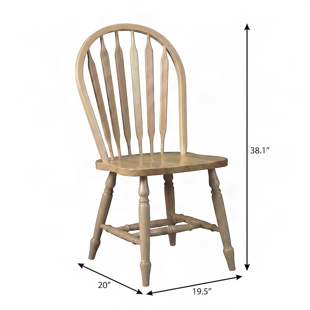 Hardwood Arrowback Windsor Dining Chair, Farmhouse Kitchen Wood Seat