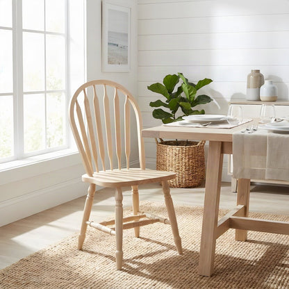 Hardwood Arrowback Windsor Dining Chair, Farmhouse Kitchen Wood Seat