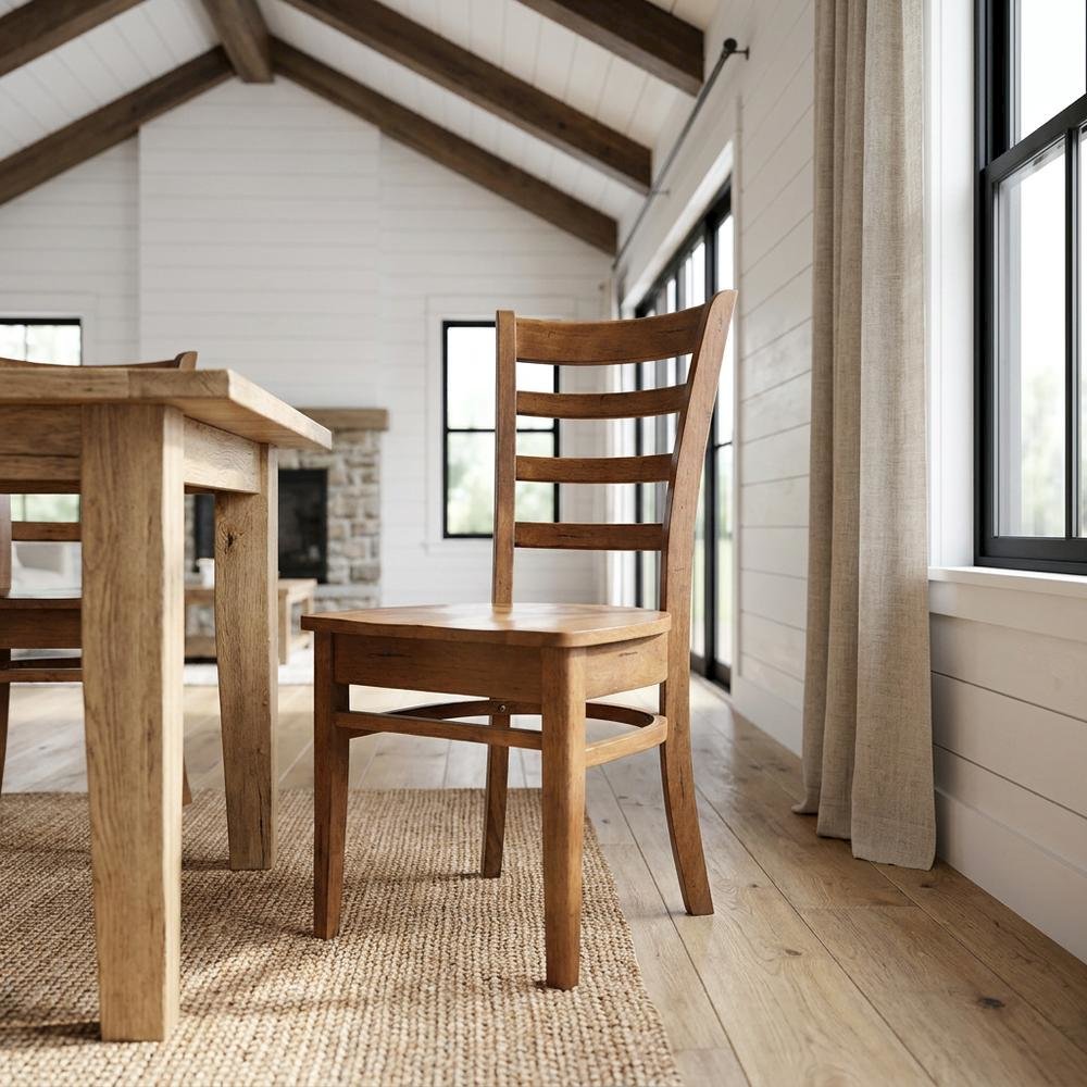 Solid Hardwood Side Chair with Distressed Finish for Dining Room