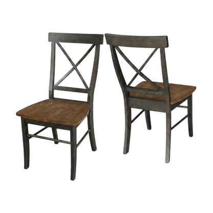 Hardwood X-Back Dining Chairs with Solid Wood Seat for Dining Room, Set of 2