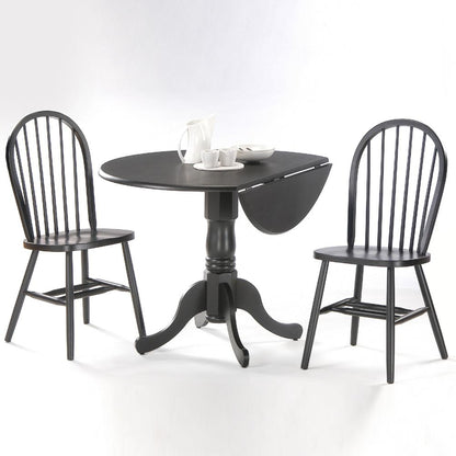 Windsor 37" High Spindleback Chair - Plain Legs, Black