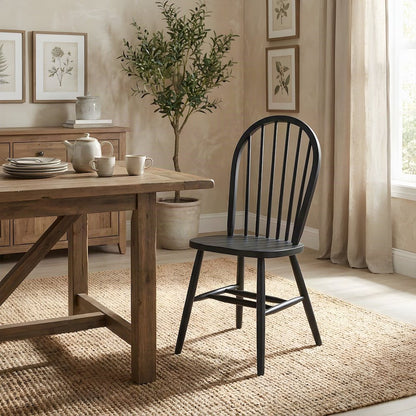 Windsor High Back Spindleback Hardwood Dining Chair, Plain Legs