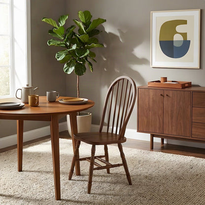 Windsor High Back Spindleback Hardwood Dining Chair, Plain Legs