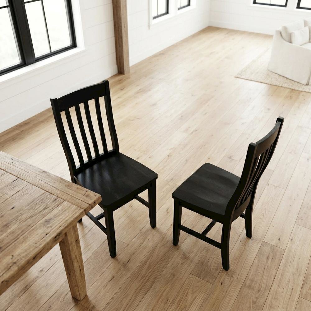 Solid Wood Armless Dining Chairs, Stackable Hardwood Kitchen Seating Set