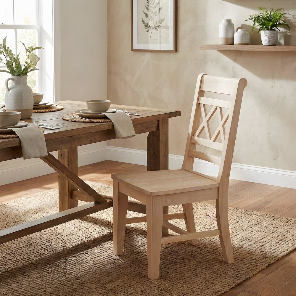 Canyon X-Back Hardwood Dining Chairs, Kitchen Table Chairs Set