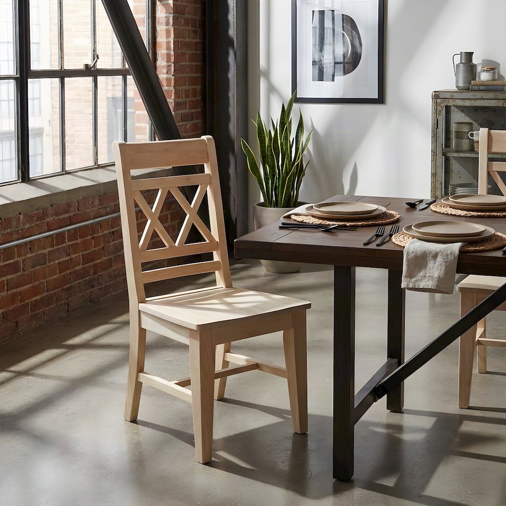 Canyon X-Back Hardwood Dining Chairs, Kitchen Table Chairs Set