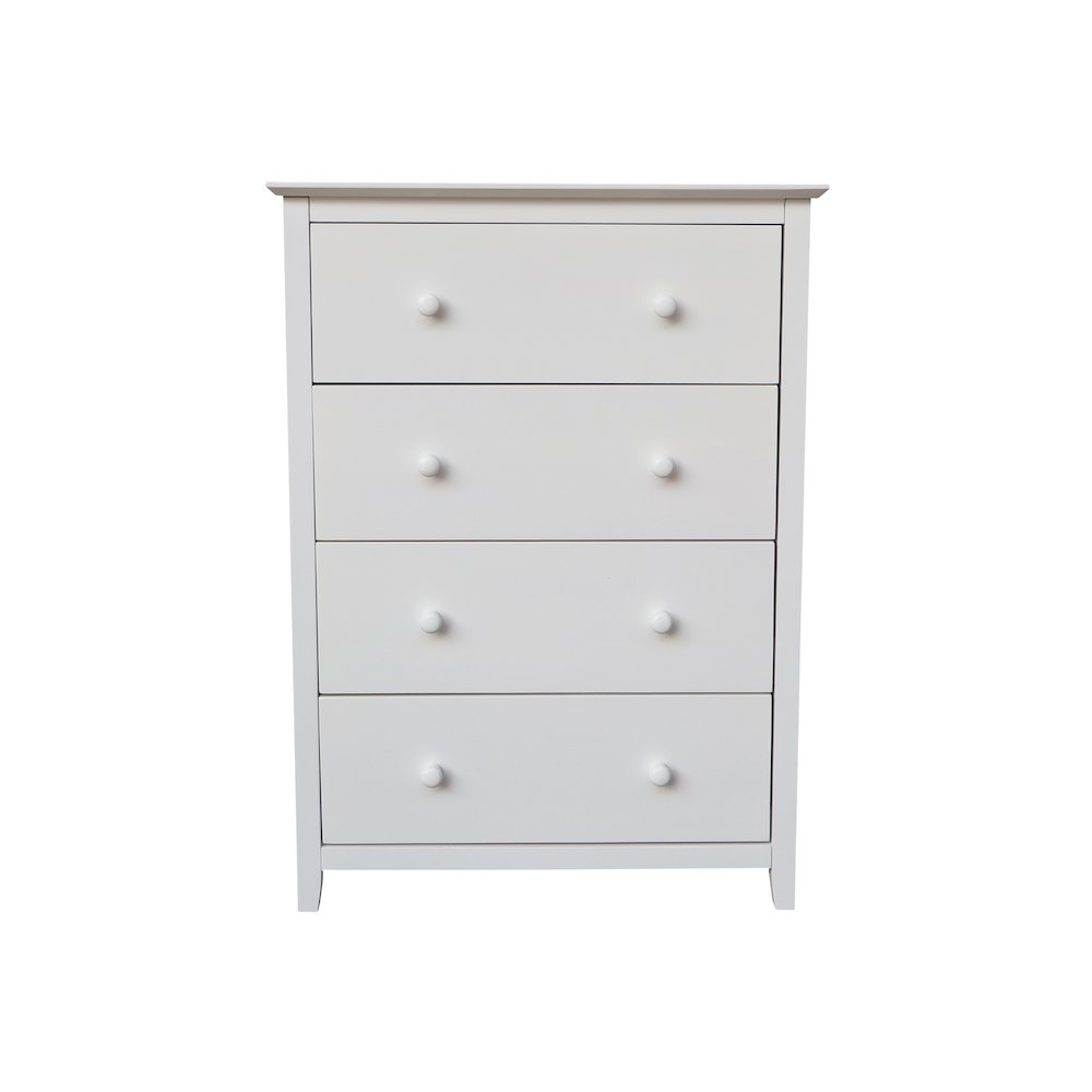 Solid Wood Bedroom Dresser/Chest with 4 Drawers, White