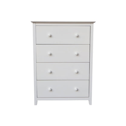 Solid Wood Bedroom Dresser/Chest with 4 Drawers, White