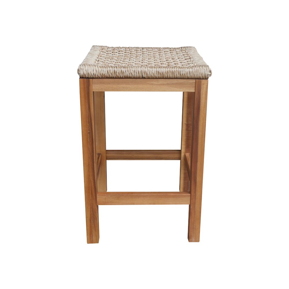Outdoor Set of Two Stools with Wicker Seats