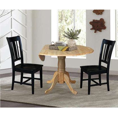 42 in. Dual Drop Leaf Table with 2 Splat Back Dining Chairs - 3 Piece Dining Set