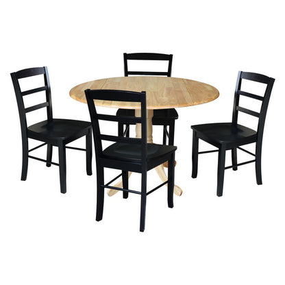 42 in. Dual Drop Leaf Table with 4  Ladder Back Dining Chairs
