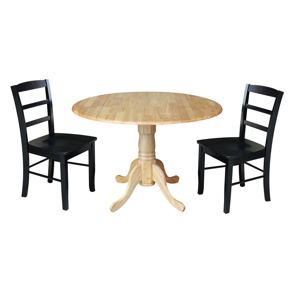 42 in. Dual Drop Leaf Table with 2  Ladder Back Dining Chairs