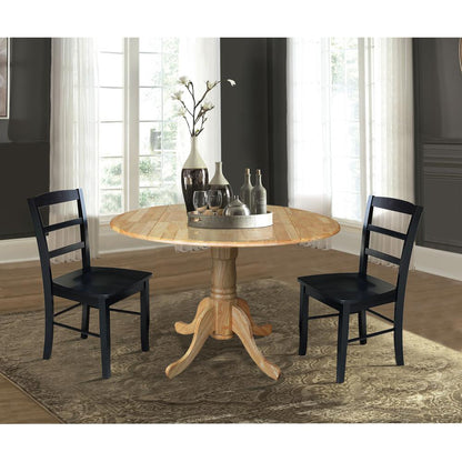 42 in. Dual Drop Leaf Table with 2  Ladder Back Dining Chairs