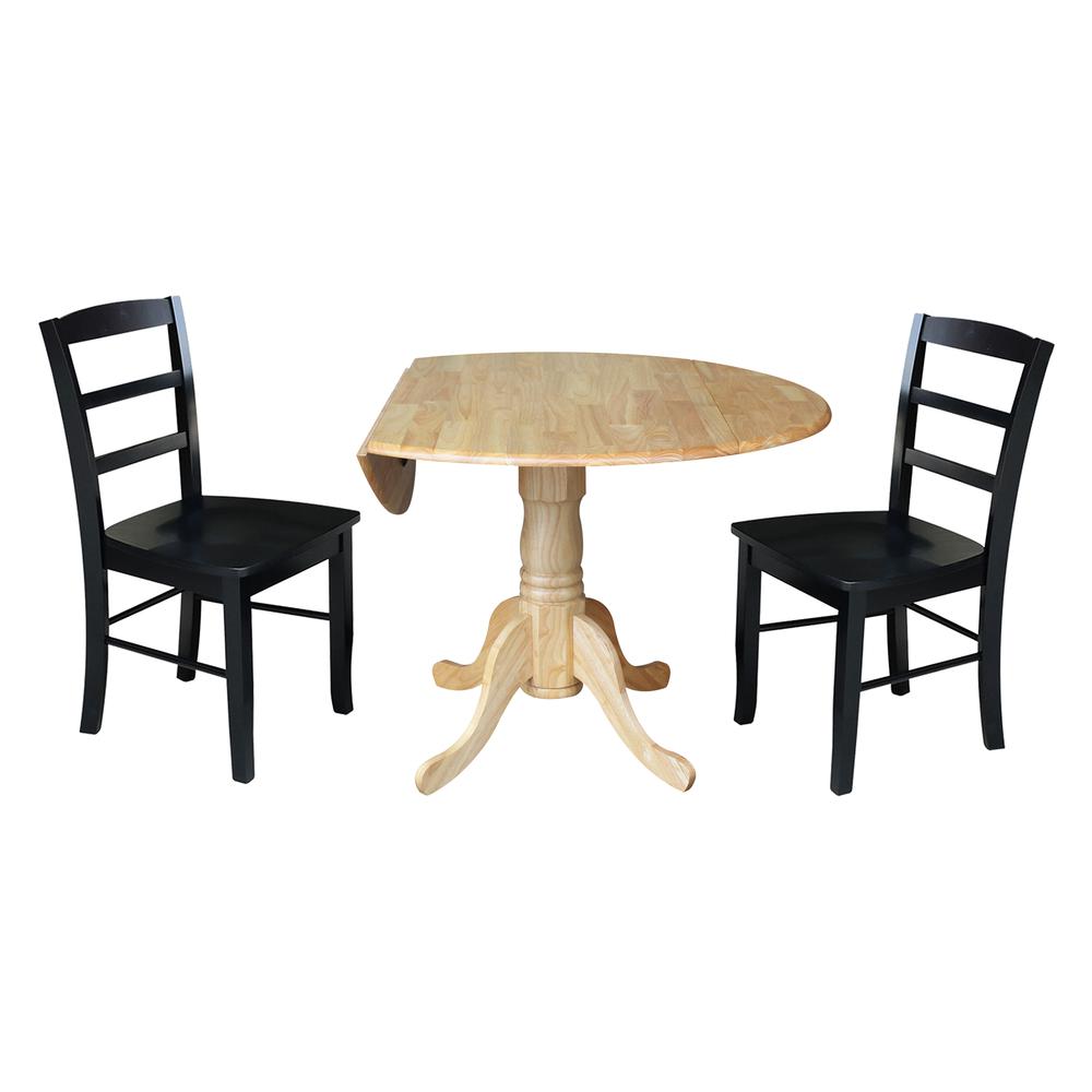 42 in. Dual Drop Leaf Table with 2  Ladder Back Dining Chairs