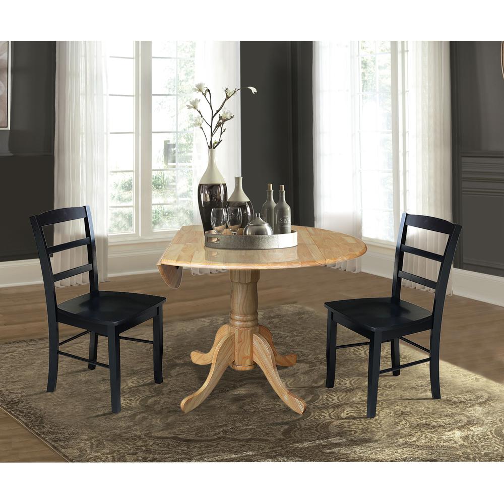 42 in. Dual Drop Leaf Table with 2  Ladder Back Dining Chairs