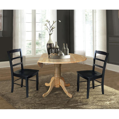 42 in. Dual Drop Leaf Table with 2  Ladder Back Dining Chairs