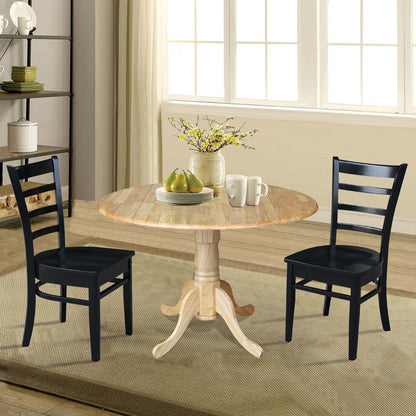 42 in. Dual Drop Leaf Table with 2 Ladder Back Dining Chairs