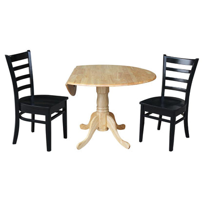 42 in. Dual Drop Leaf Table with 2 Ladder Back Dining Chairs