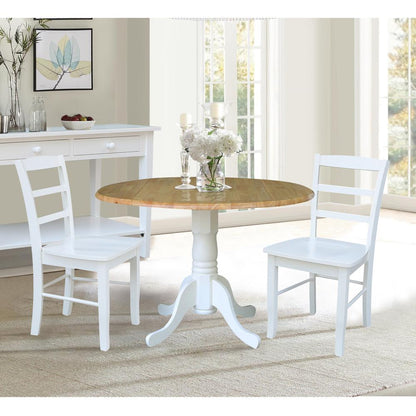 42 in. Dual Drop Leaf Table with 2  Ladder Back Dining Chairs