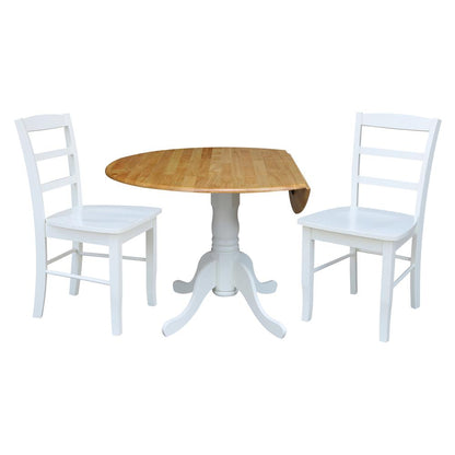 42 in. Dual Drop Leaf Table with 2  Ladder Back Dining Chairs