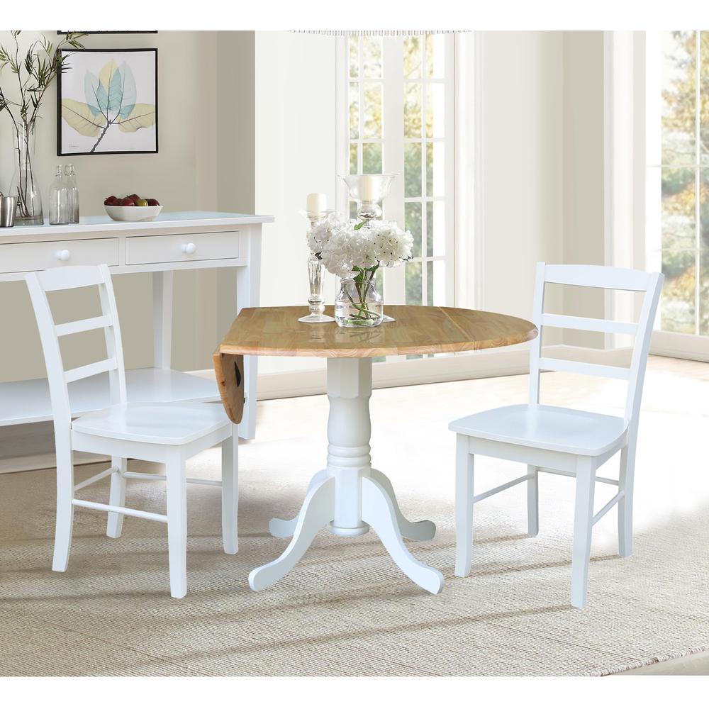42 in. Dual Drop Leaf Table with 2  Ladder Back Dining Chairs