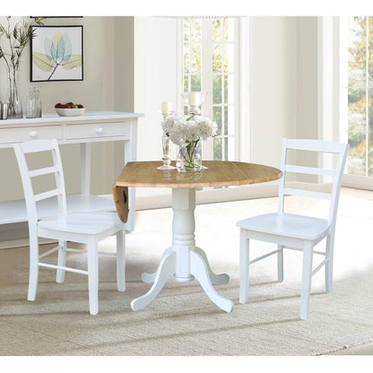 42 in. Dual Drop Leaf Table with 2  Ladder Back Dining Chairs