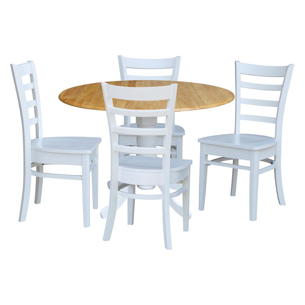 42 in. Dual Drop Leaf Table with 4 Ladder Back Dining Chairs