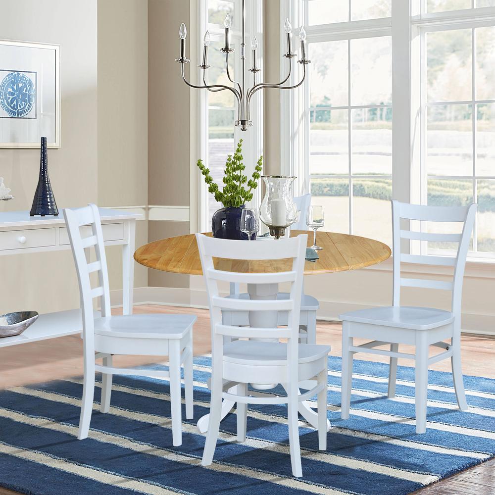 42 in. Dual Drop Leaf Table with 4 Ladder Back Dining Chairs