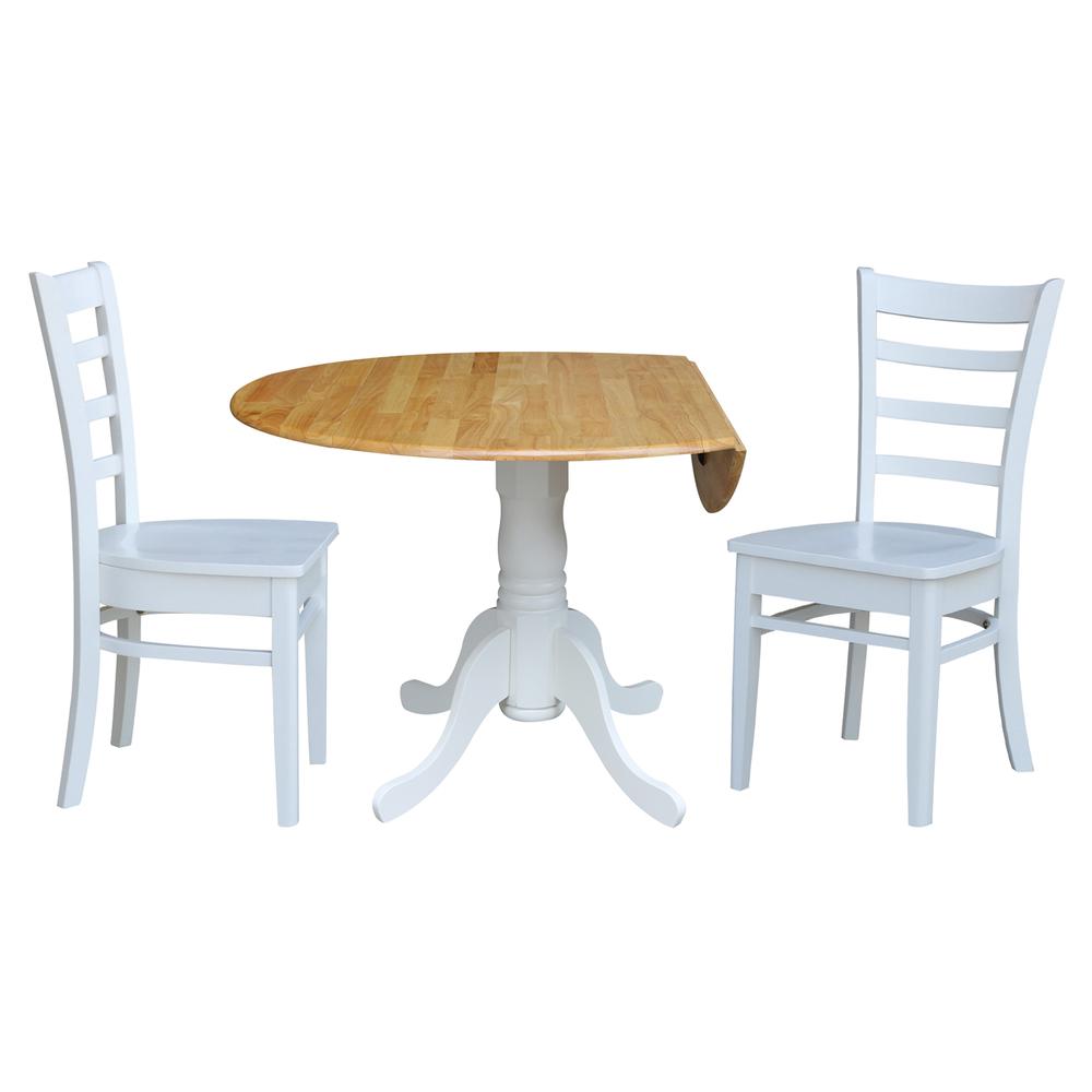 42 in. Dual Drop Leaf Table with 2 Ladder Back Dining Chairs