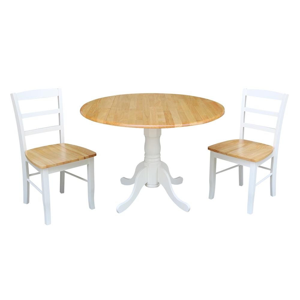 42" Dual Drop Leaf Table With 2 Madrid Chairs