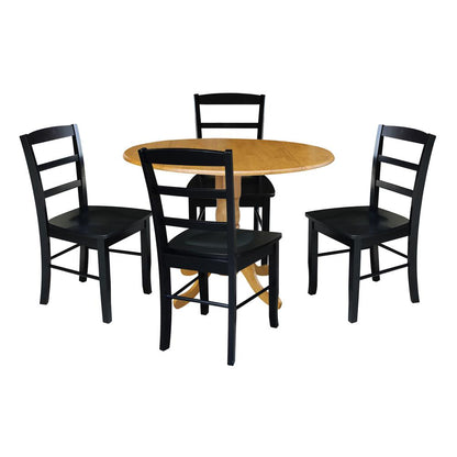 42 in. Dual Drop Leaf Table with 4  Ladder Back Dining Chairs
